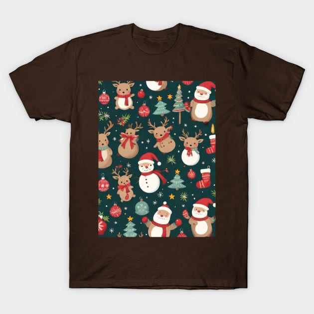 Santa claus Christmas Pattern T-Shirt by Anik Arts